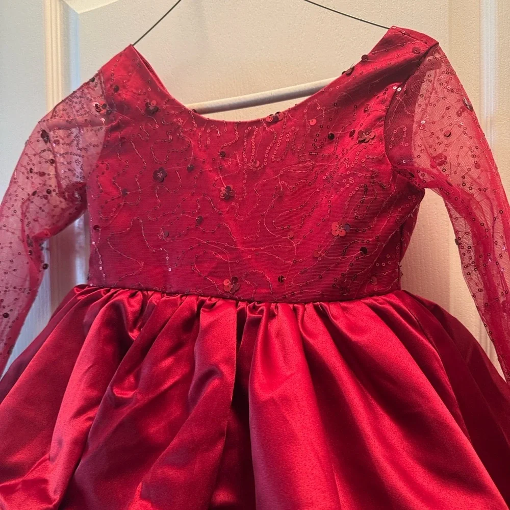 Wine red Sparkly sequin puffy tulle princess dress